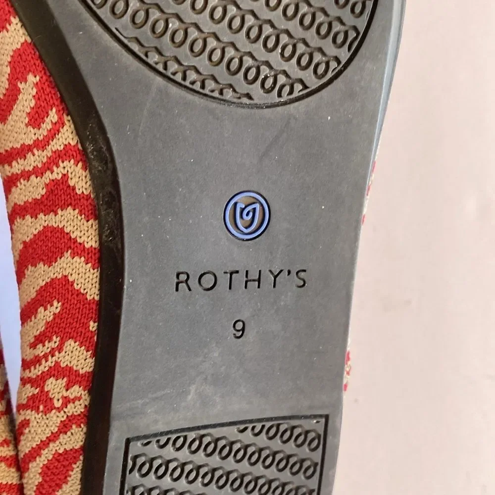 Rothy’s loafer red zebra women’s 9 nine tan EUC slip on retired
